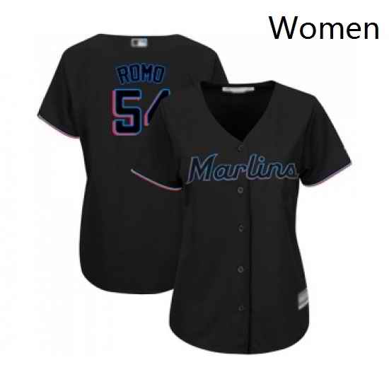 Womens Miami Marlins 54 Sergio Romo Replica Black Alternate 2 Cool Base Baseball Jersey